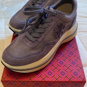 Tory Burch Dark Lotus Suede Flatform Sneakers